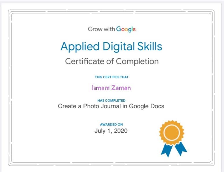 Grow with Google — Applied Digital Skills certificate